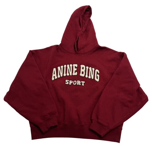 Anine Bing Tops - Anine Bing Alec Hoodie Sport in Cabernet